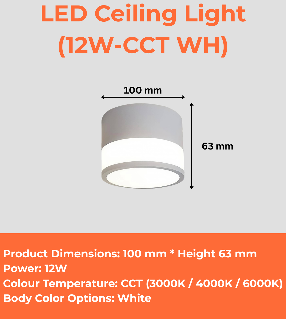 LED Ceiling Light (12W/18W-CCT WH/BK)