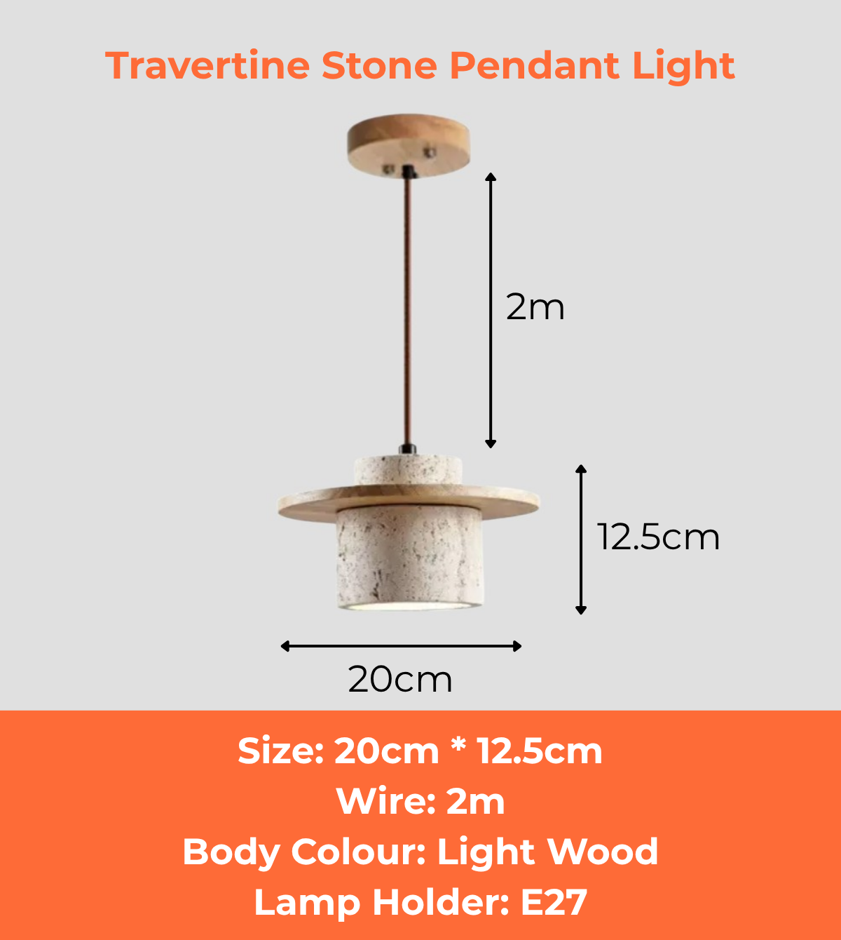 Travertine Stone Pendant Light