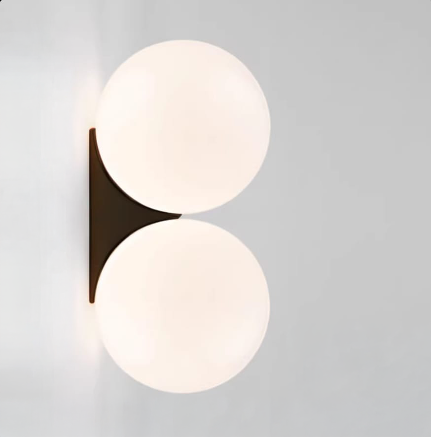 Double Dark Walnut Evelyn Orb Wall Lamp