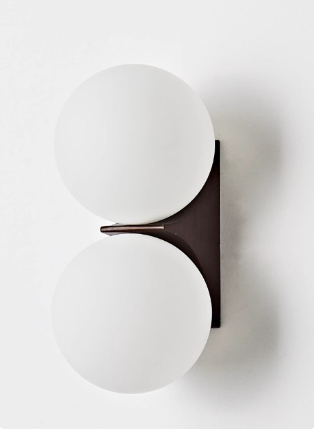 Double Dark Walnut Evelyn Orb Wall Lamp