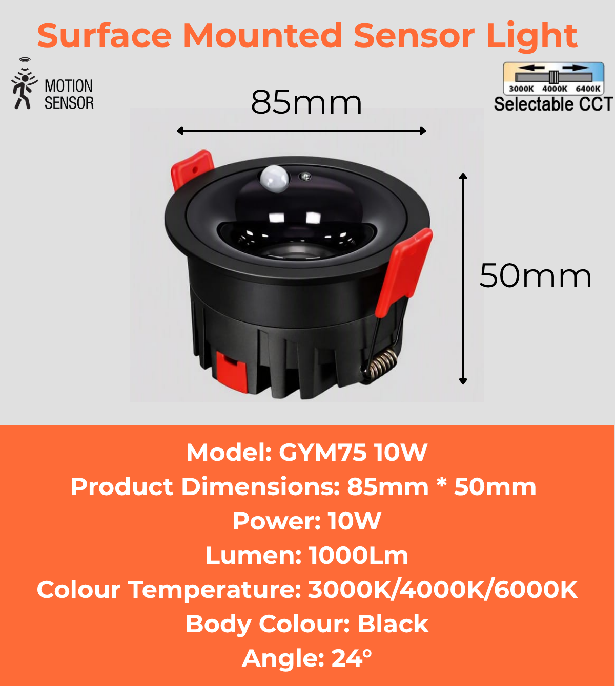 Surface Mounted Sensor Light (GYM75 10W)