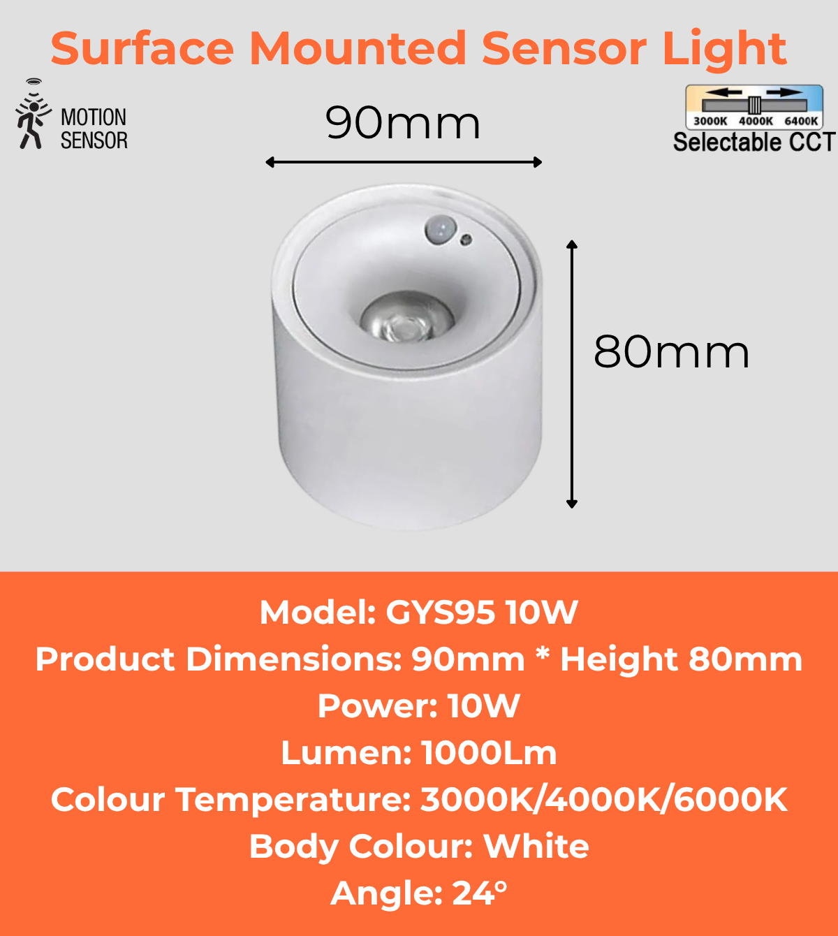  Surface Mounted Sensor Light (GYS95 10W)