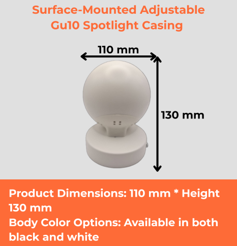 Surface-Mounted Adjustable Gu10 Spotlight Casing 