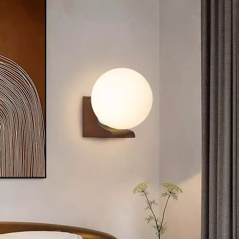 Wood Ball wall light (1026-WOOD)
