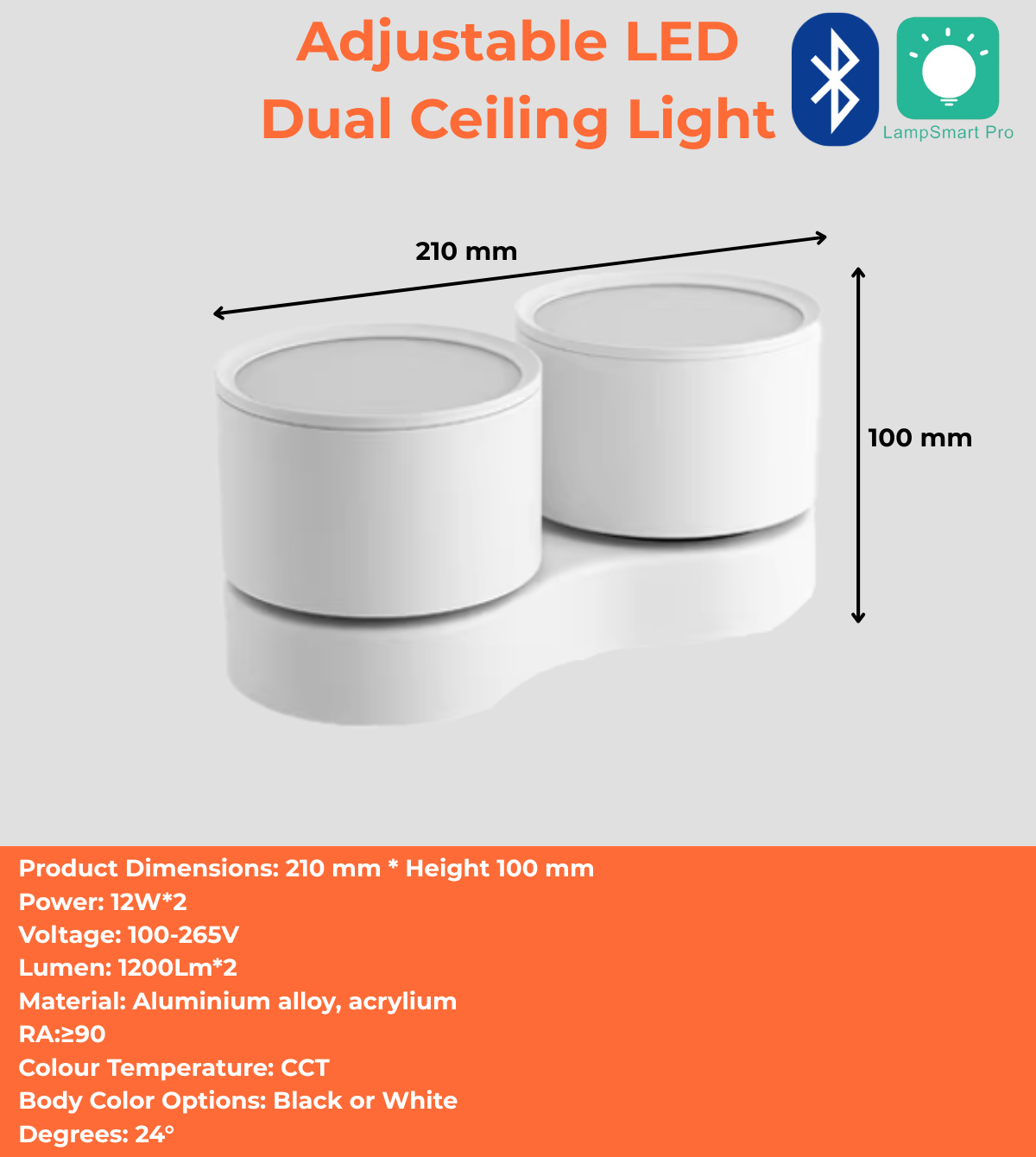 Adjustable LED Dual Ceiling Light
