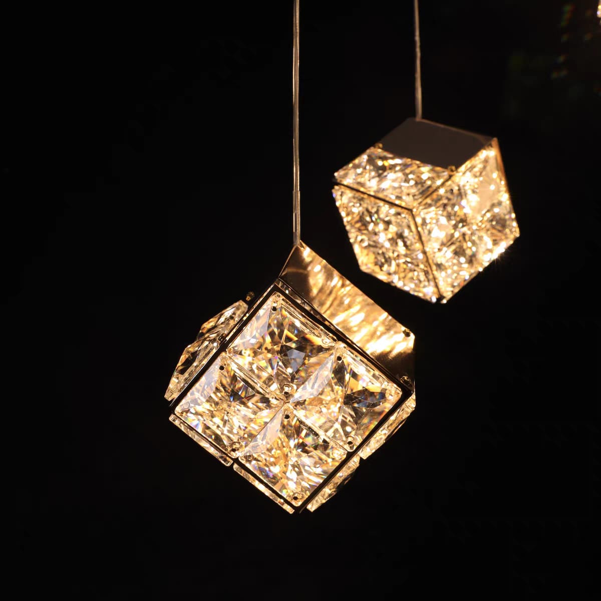 Clustered Crystal Cube Pendant (KLX25-2Head)