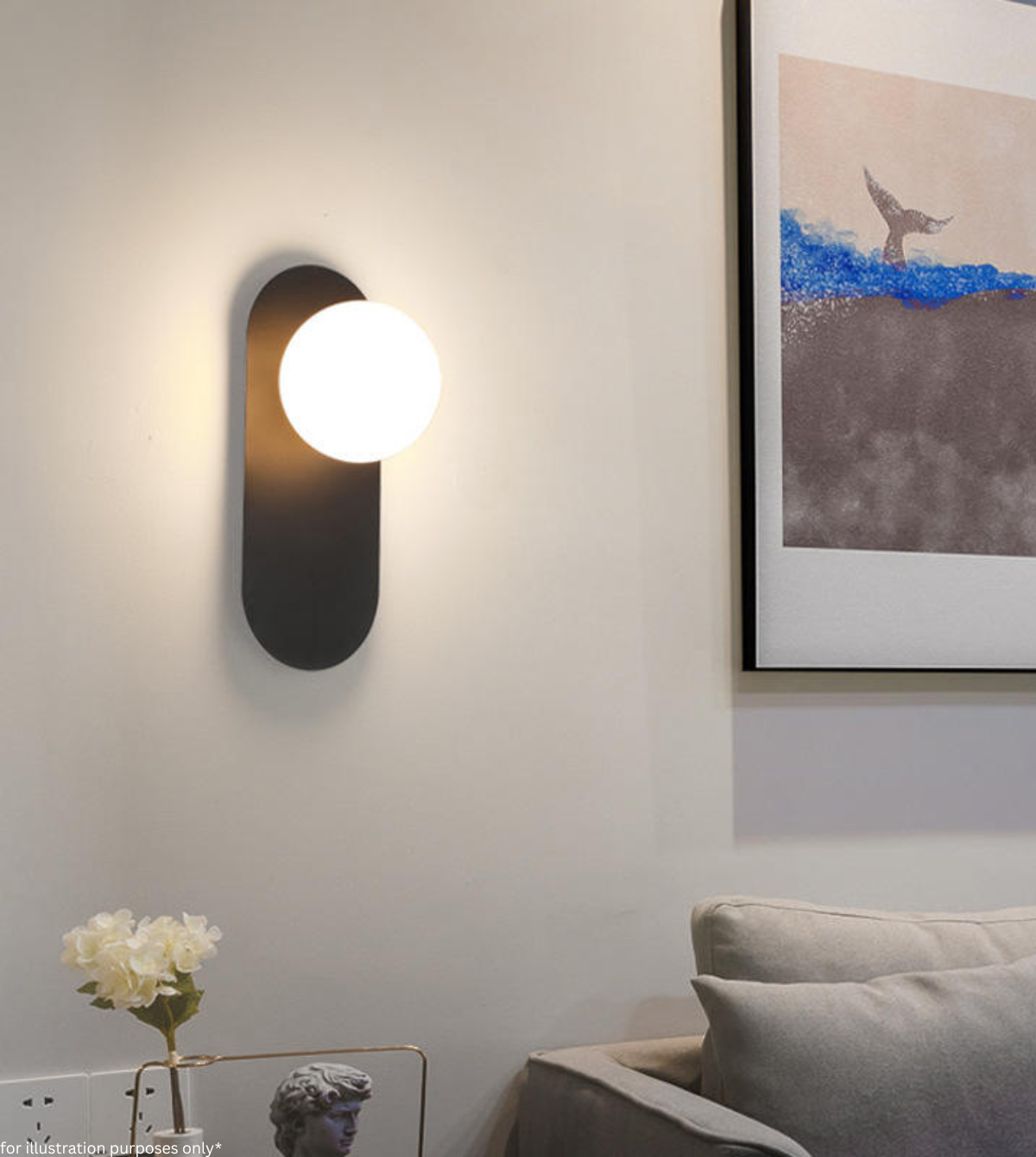 Globe Wall Light (HL2613G9001-100 WH/BK)