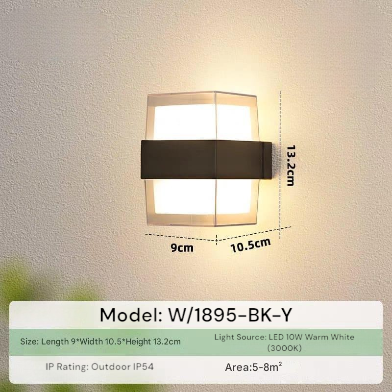 Clear Cube Outdoor Wall Light (W/1895-BK-Y)