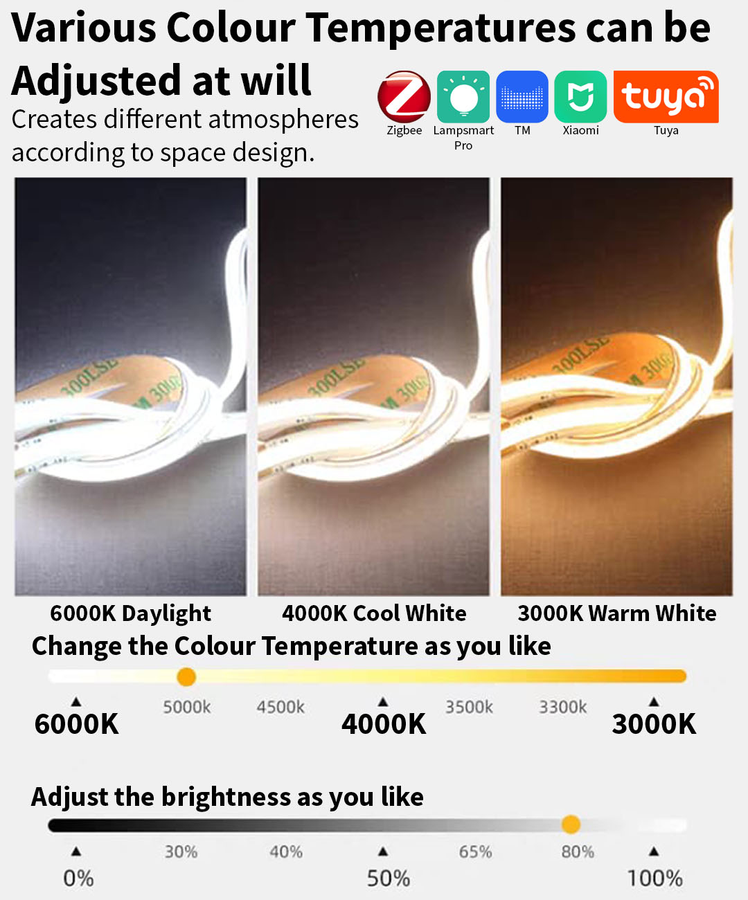Tri-Colour COB LED Strip Light