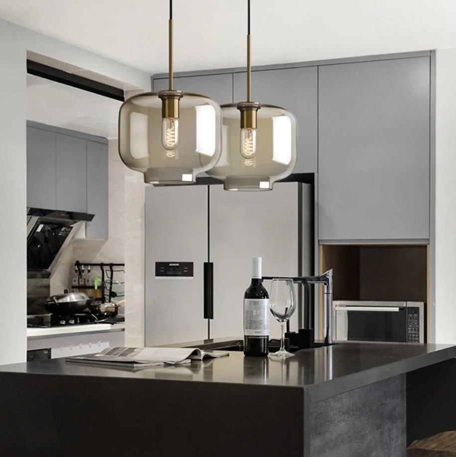 Tea-Tinted Glass Pendant Light