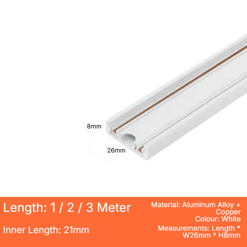 White Slim Magnetic Track (26MM Surface 1M / 2M / 3M)