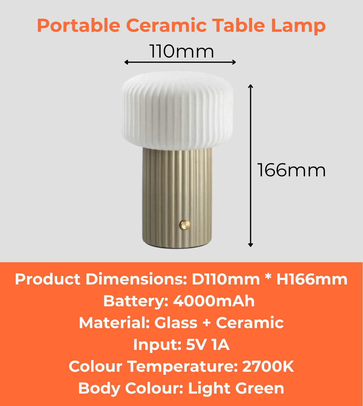 Portable Ceramic Table Lamp