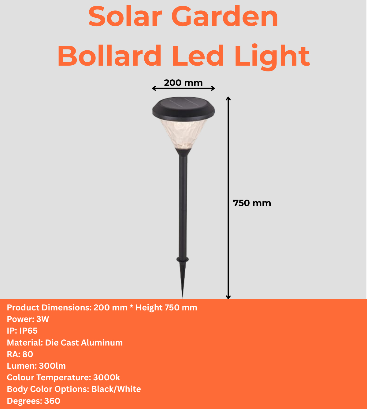Solar Garden Bollard Led Light