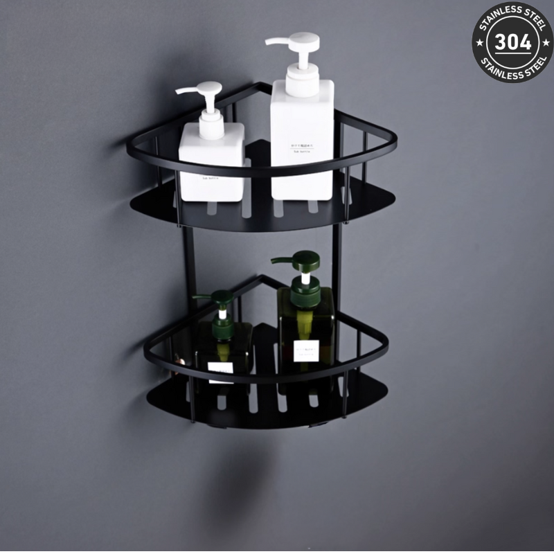 Stainless Steel Double Tier Corner Shower Rack (TS-AA001S TT/BL/CH/GD)
