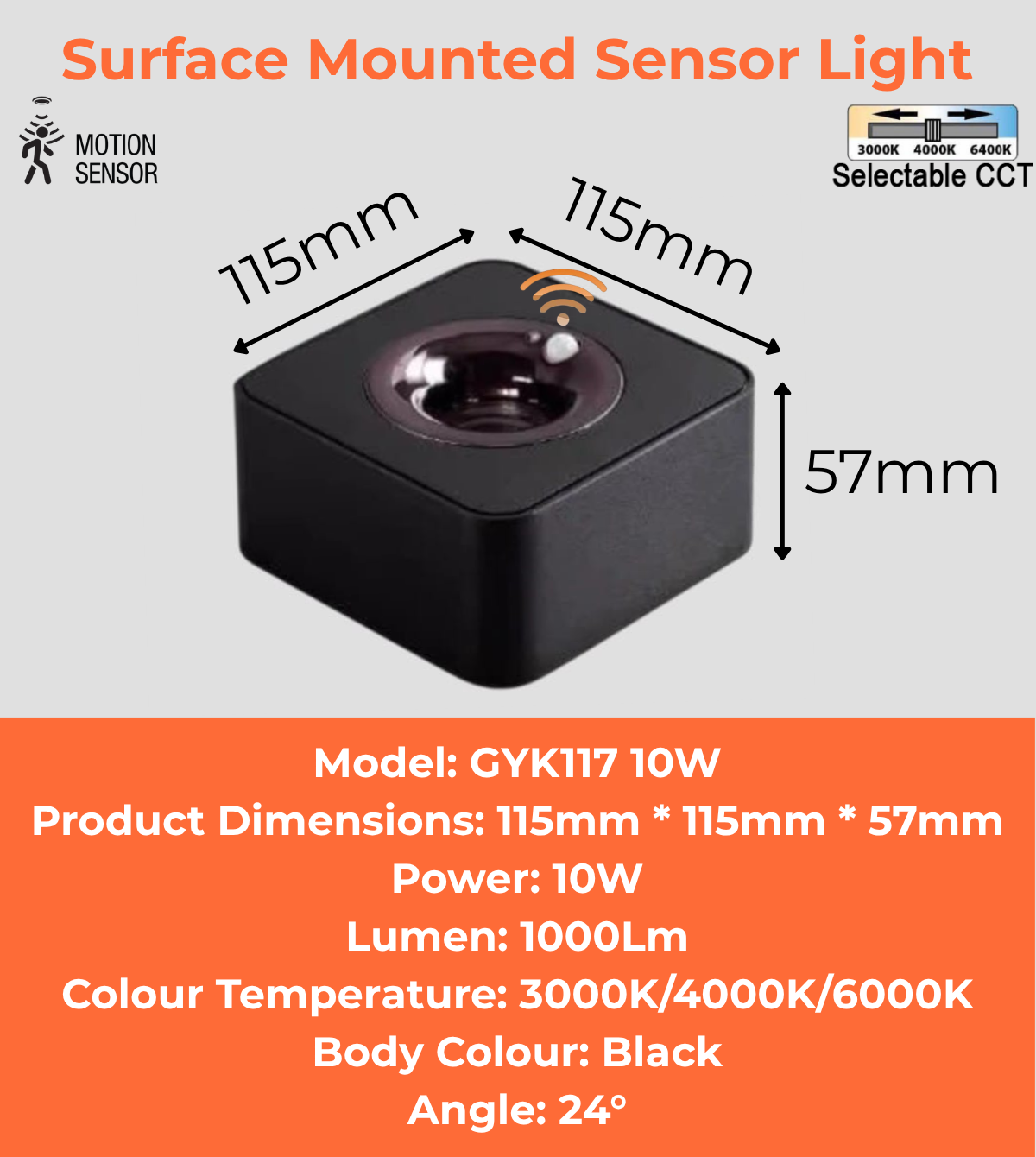 Surface Mounted Sensor Light  (GYK117 10W)