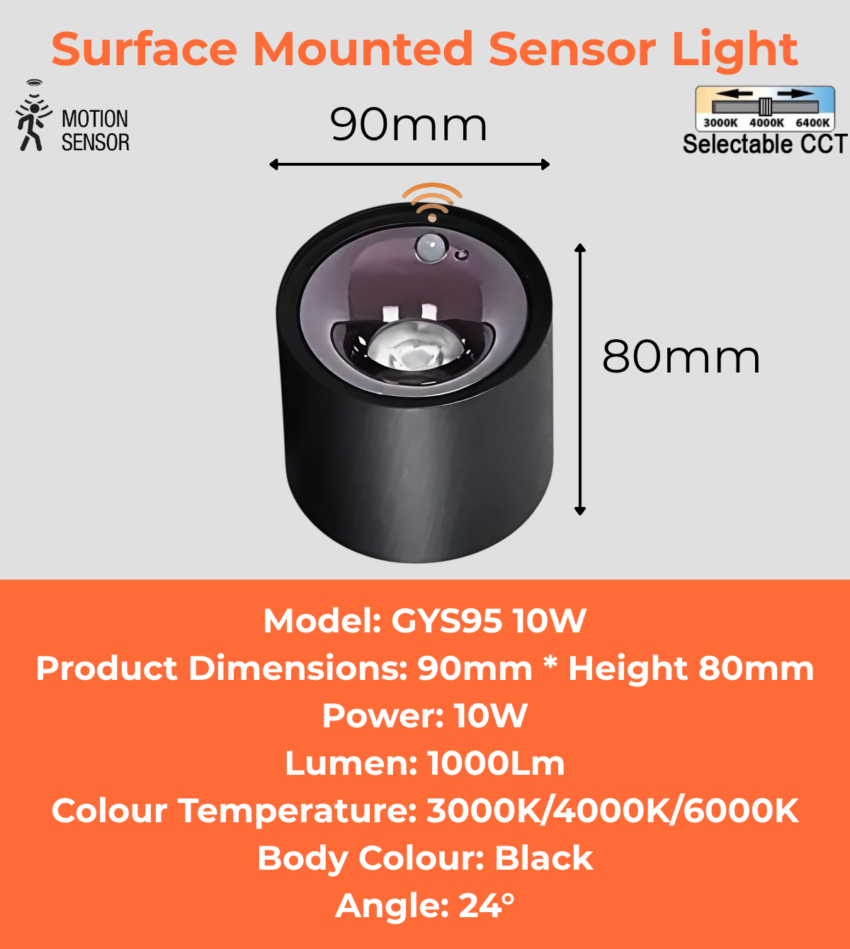  Surface Mounted Sensor Light (GYS95 10W)