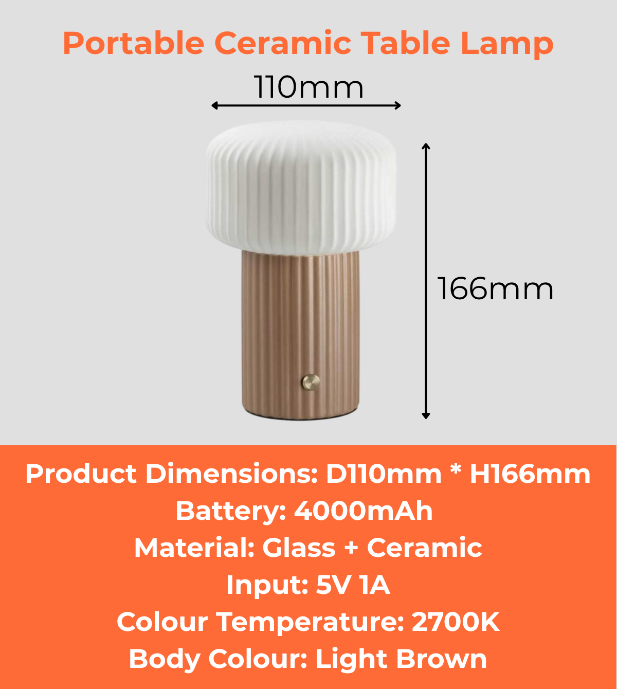 Portable Ceramic Table Lamp