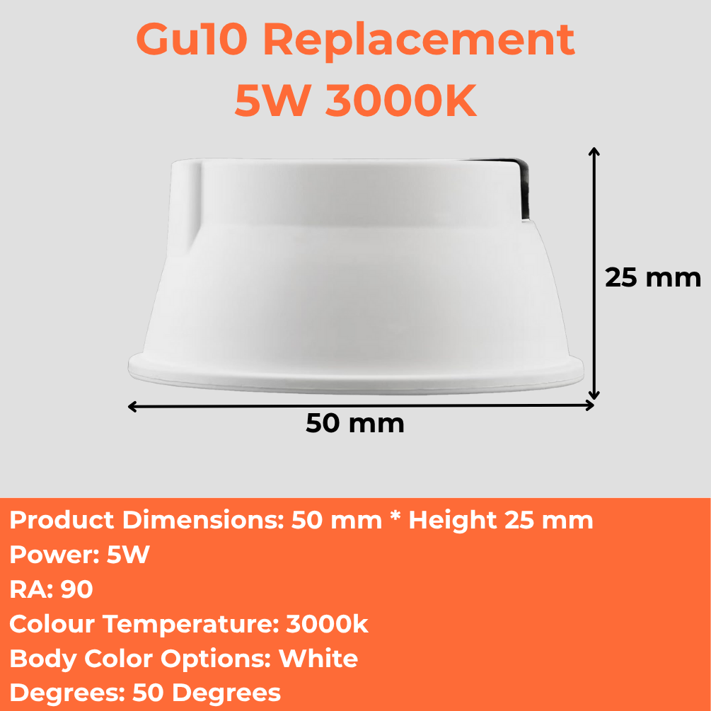 Gu10 Replacement 5W 3000K