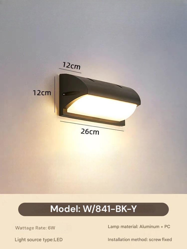 Minimalist Black Outdoor Wall Light (W/841-BK-Y)