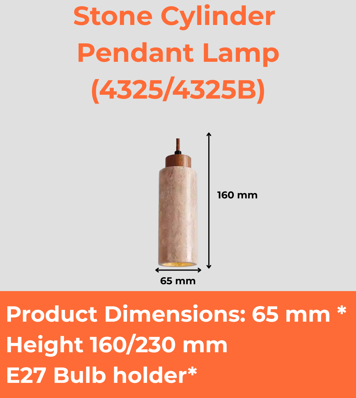 Stone Cylinder Pendant Lamp (4325/4325B)