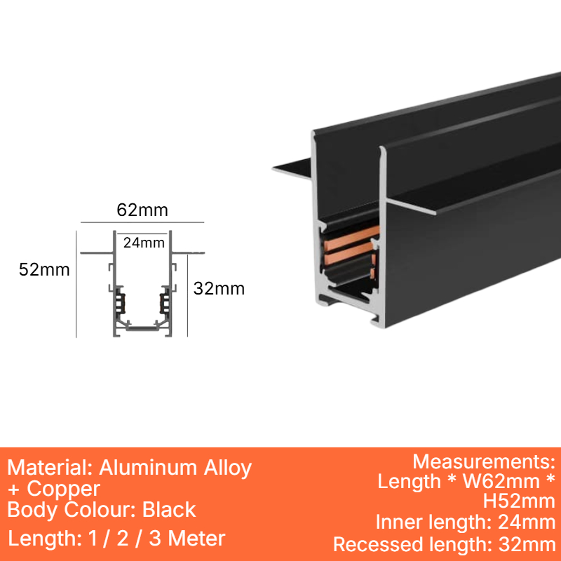 Black Recessed Magnetic Track