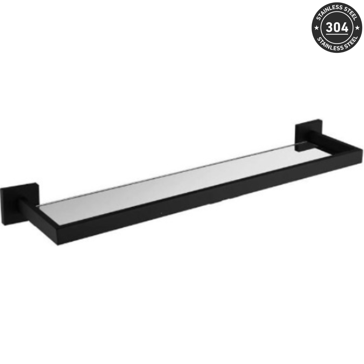 Stainless Steel Wall-Mounted Glass Shelf (TS-1098-9 CH/BK)