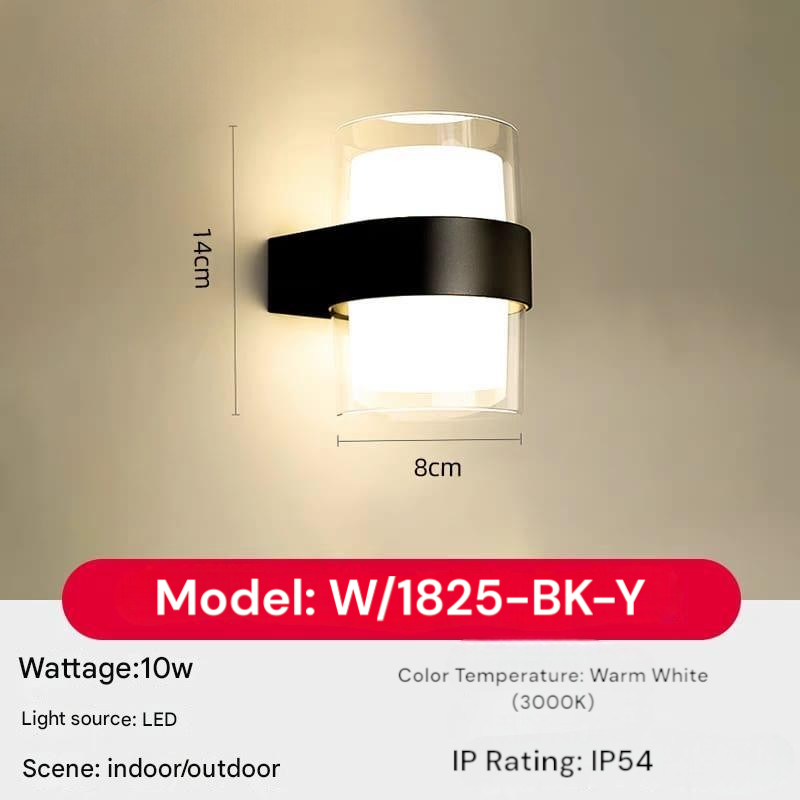 Dual-Cylindrical Black Outdoor Wall Light (W/1825-BK-Y) 