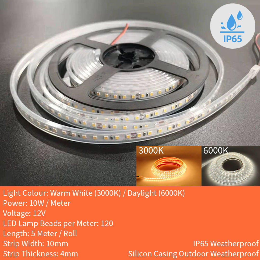12V 2835 1M / 120 LED  Strip Light IP65 Weatherproof (2835 12V IP65)