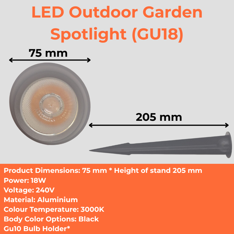 LED Outdoor Garden Spotlight (GU18)