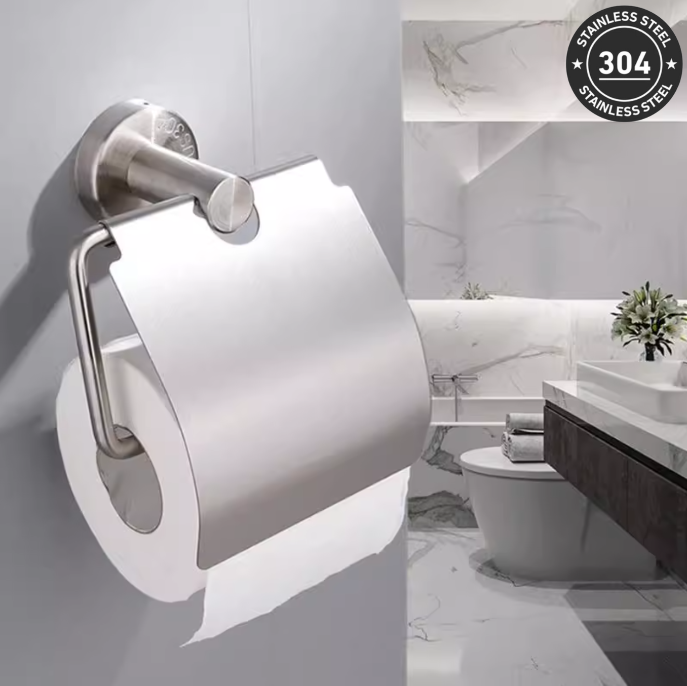 Stainless Steel Toilet Roll Holder (TS-1006-4 CH/BK)