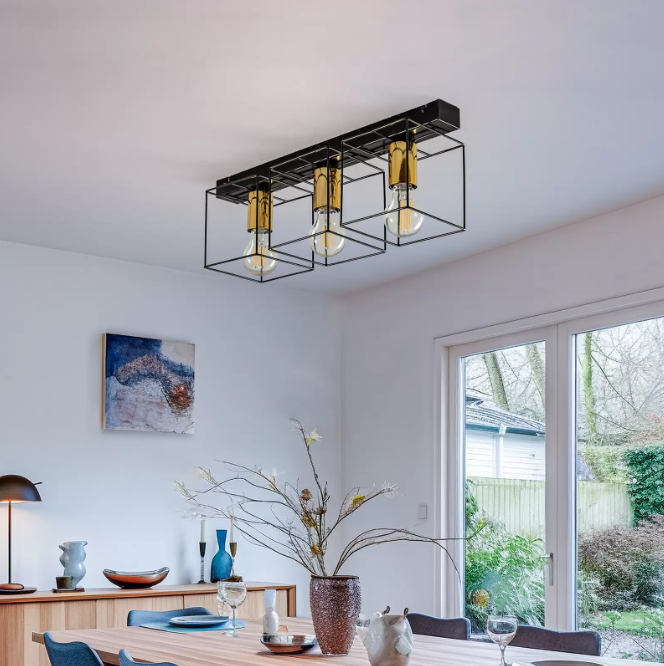 Black and Gold Geometric Ceiling Fixture