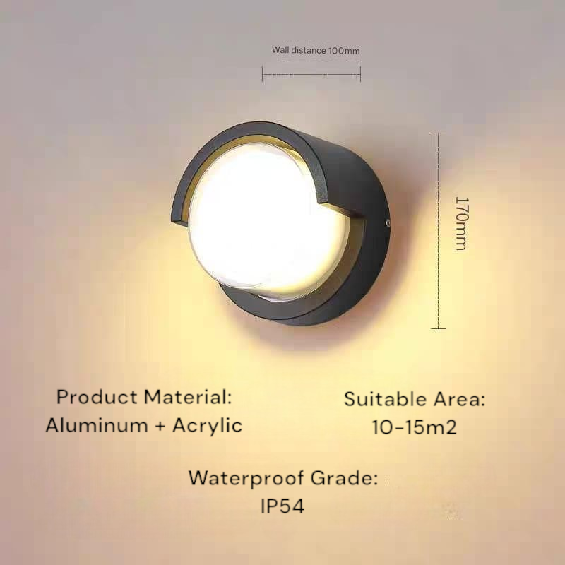 Round Black Wall Light (W/840-BK-Y)