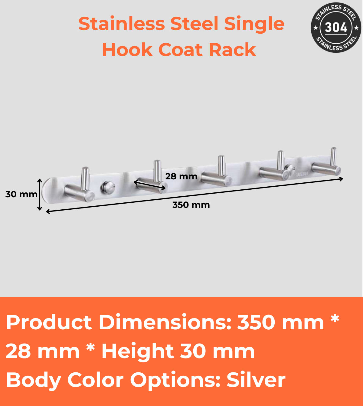 Stainless Steel Single Hook Rack 