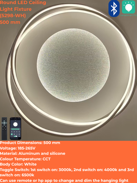 Round LED Ceiling Light Fixture (5298-WH) 500 mm