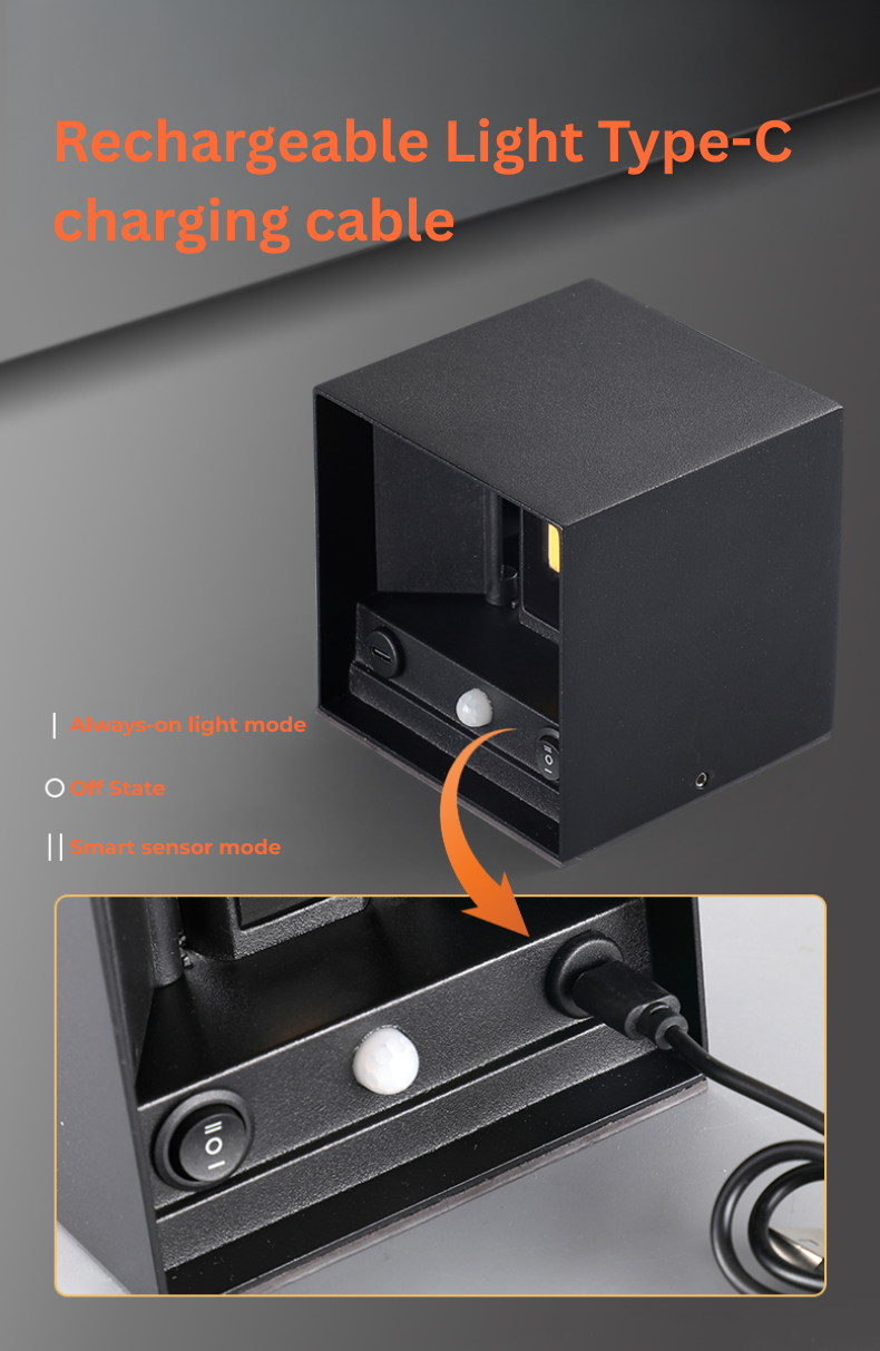 LED Indoor Cube Rechargeable Adjustable Wall Light
