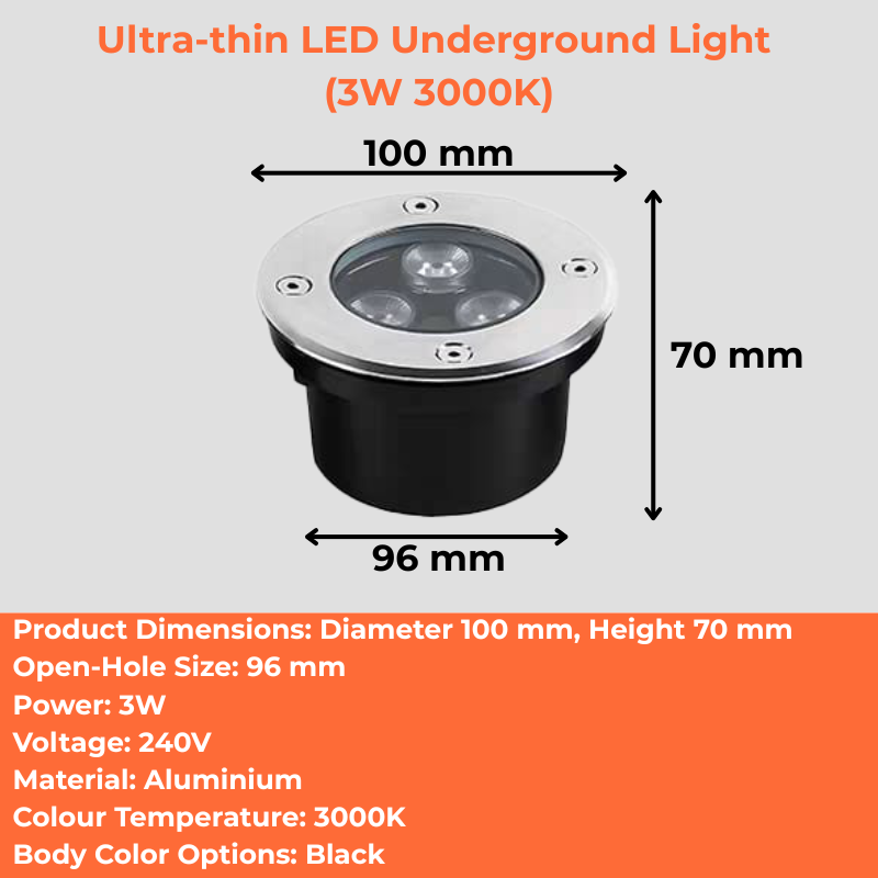Ultra-thin LED underground light (3W/7W 3000K)