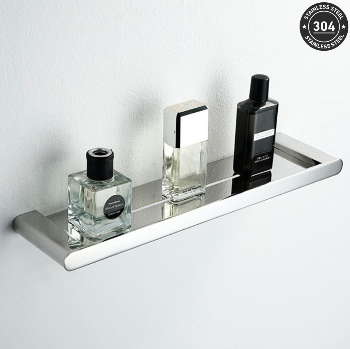 Stainless Steel Slotted Bathroom Shelf (TS-5903 TT/BK/CH/GD)