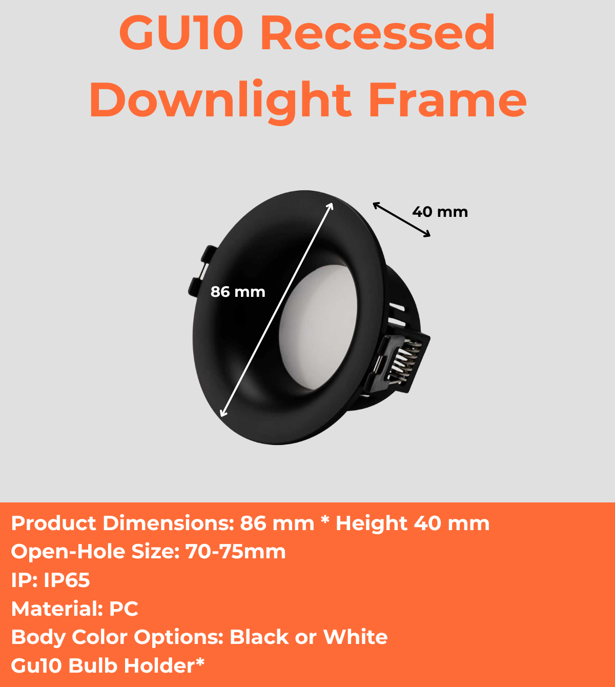 GU10 Recessed Downlight Frame