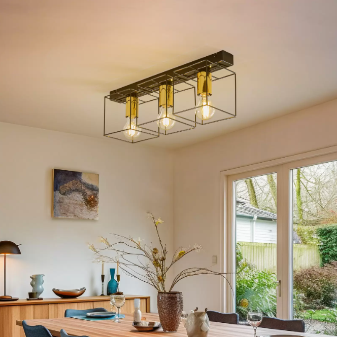 Black and Gold Geometric Ceiling Fixture