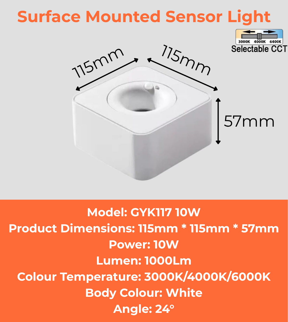 Surface Mounted Sensor Light  (GYK117 10W)