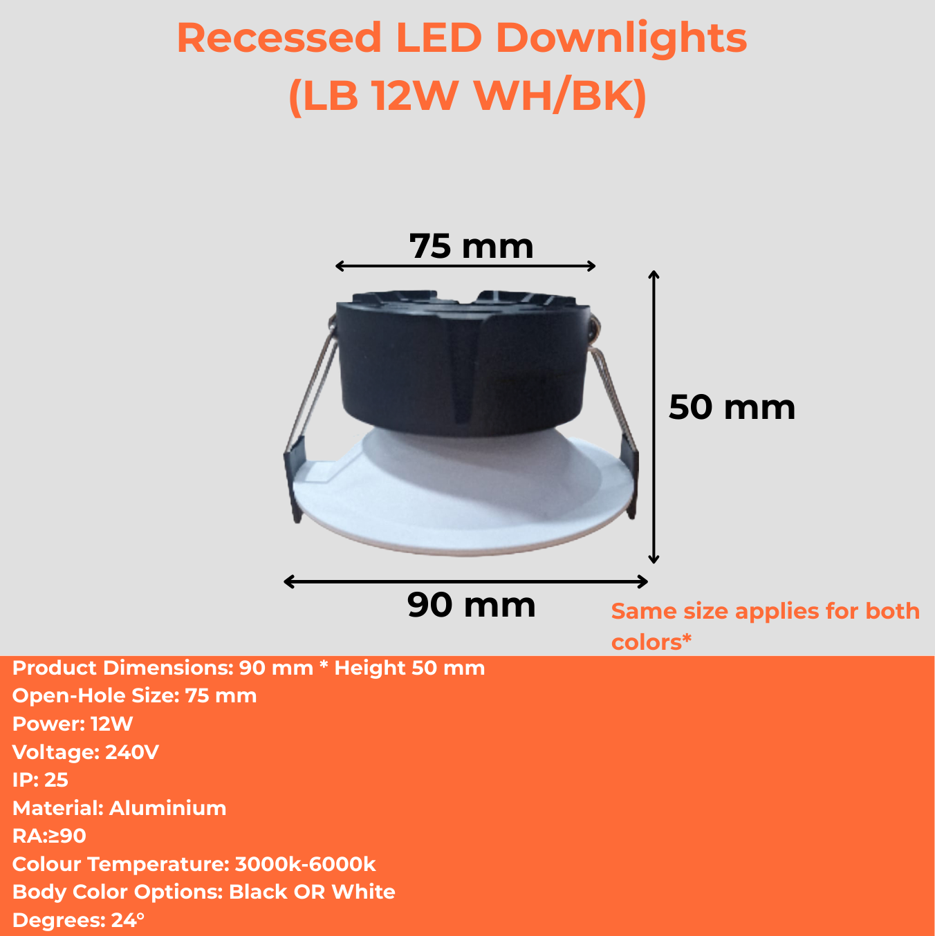 Recessed LED Downlights (LB 7W/12W/20W WH/BK)