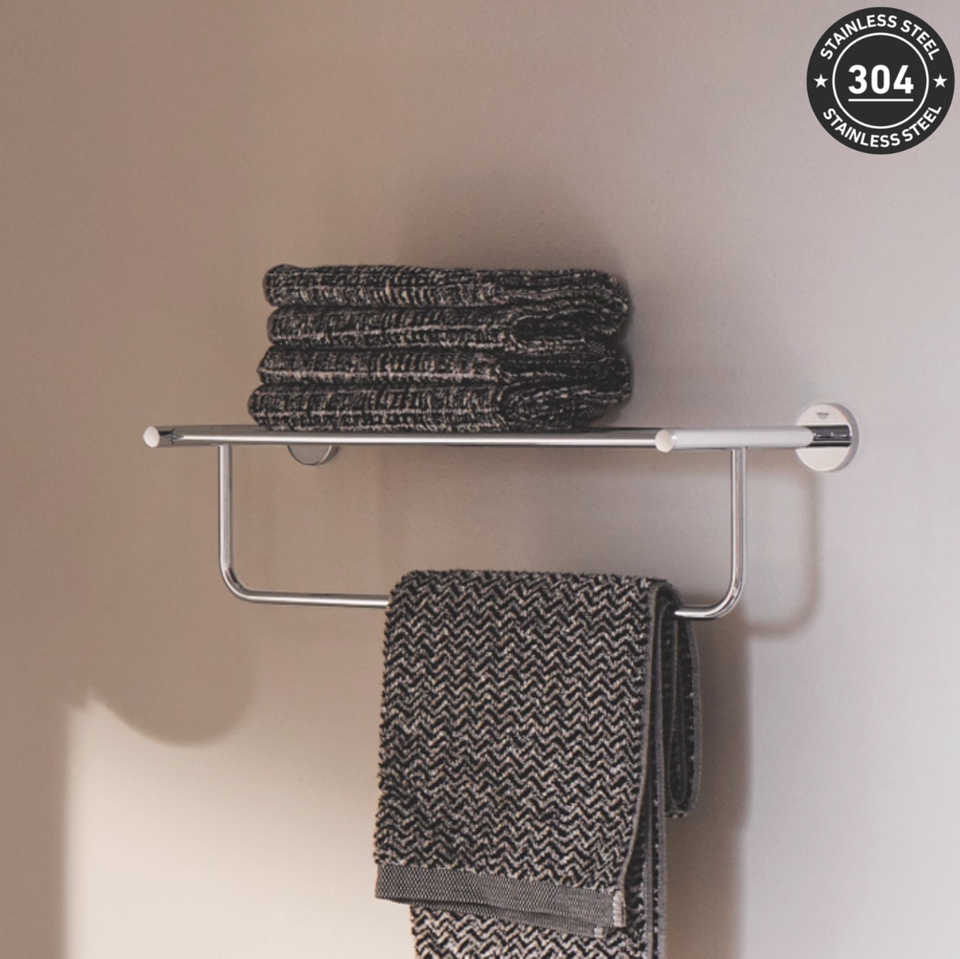 Stainless Steel Towel Rack (TS-1006-1 CH/BK)