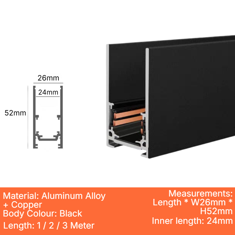 Black Surface-Mounted Magnetic Track