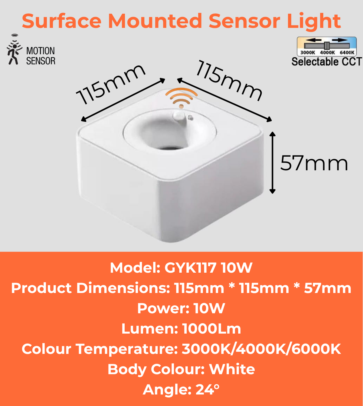Surface Mounted Sensor Light  (GYK117 10W)