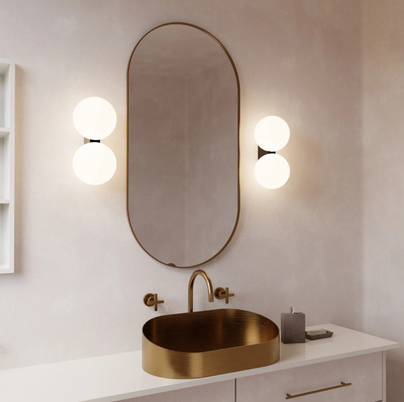 Double Globe Wall Light (WH/BK/GB/SC)