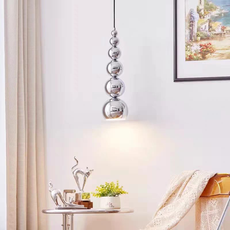 Stacked Silver Chrome Sphere Pendant Light