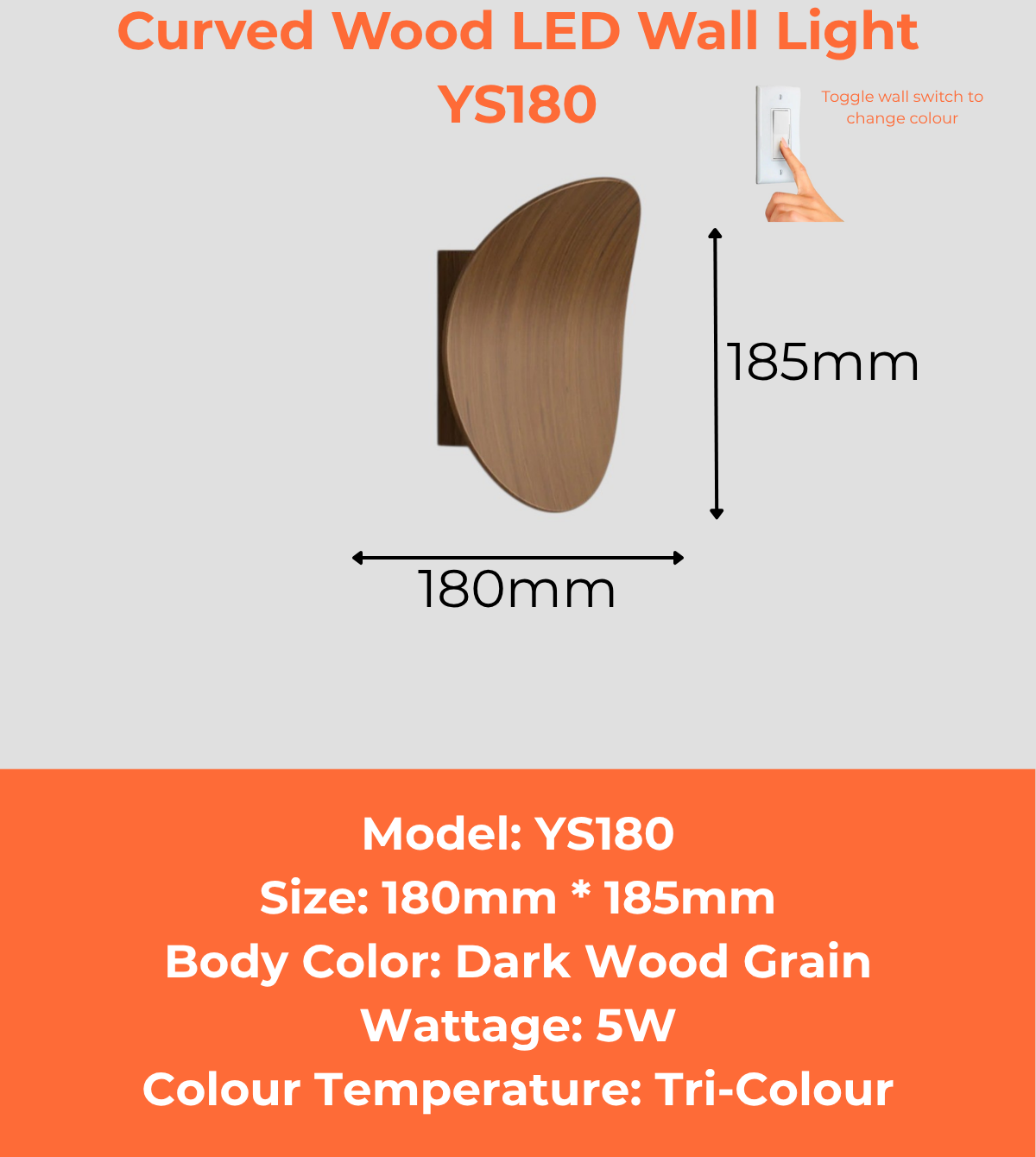 Curved Wood LED Wall Light YS180