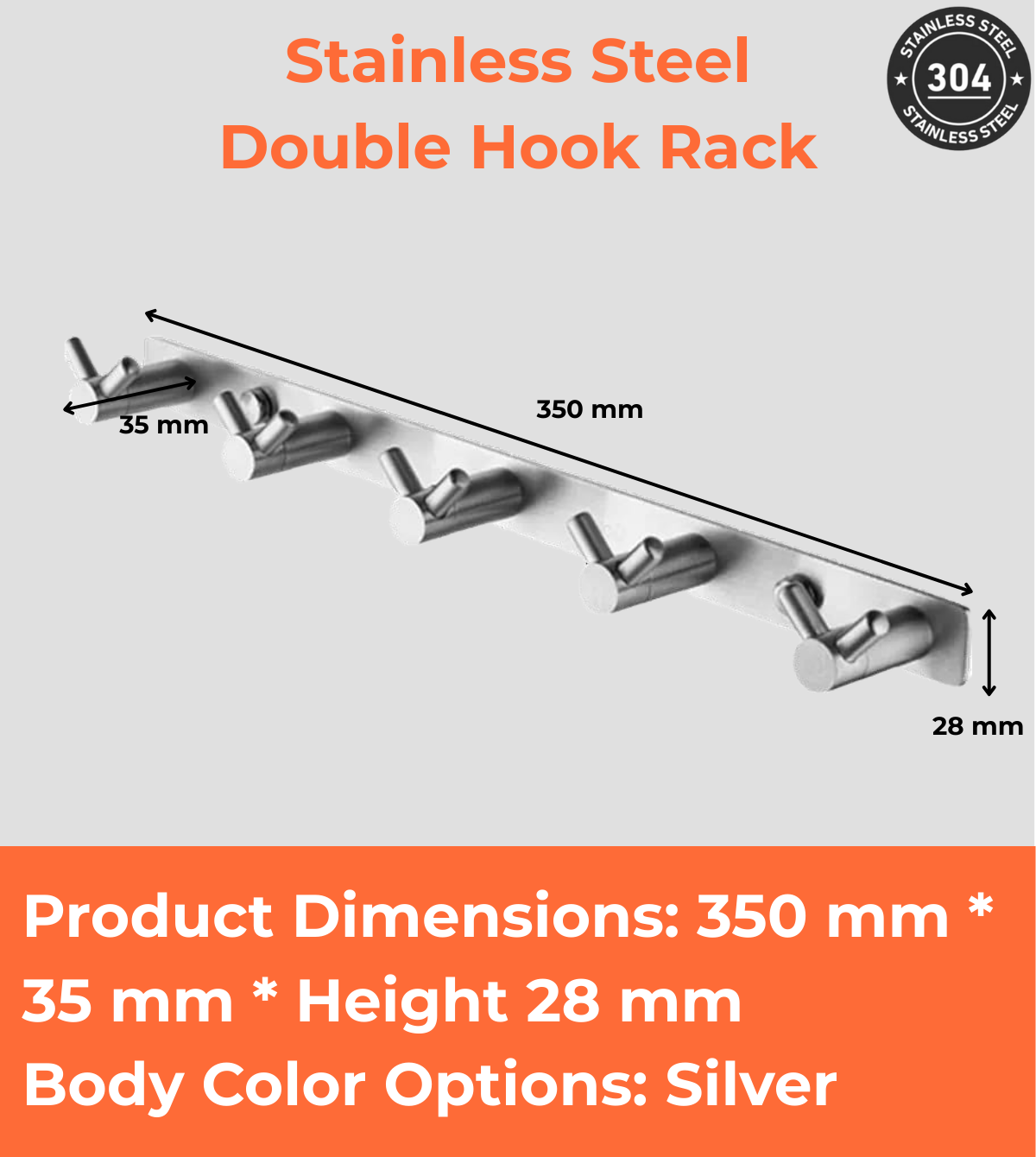 Stainless Steel Double Hook Rack