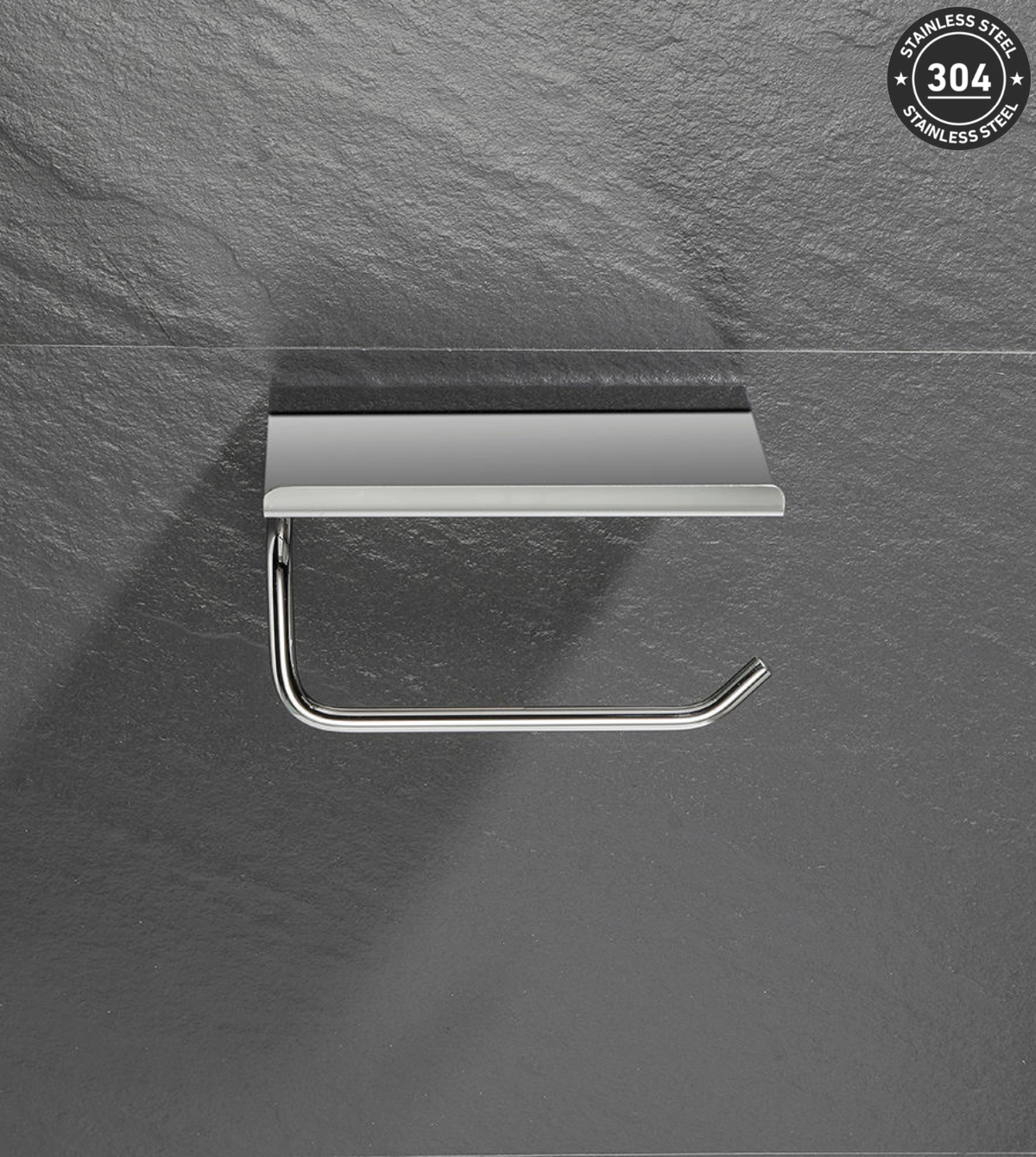 Stainless Steel Toilet Roll Holder With Shelf (TS-4001 CH/BK/TT/SV/LS)