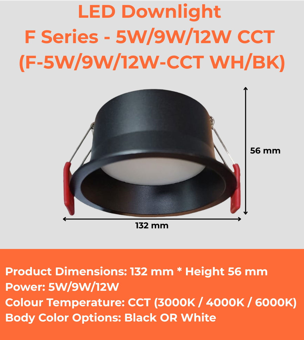 LED Downlight F Series - 5W/9W/12W CCT (F-5W/9W/12W-CCT WH/BK)